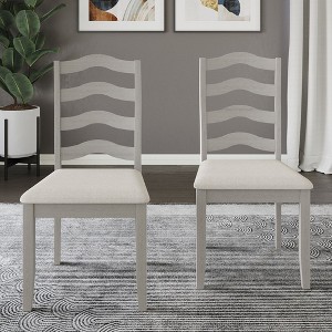 ChaletPosh Wooden Dining Chair With Warm Grey Cover (Set of 2) - 1 of 4
