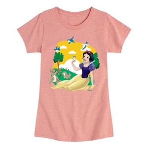 Girls' - Disney Princess - Snow White Forest Animal Friends Fitted Short Sleeve Graphic T-Shirt - 1 of 4