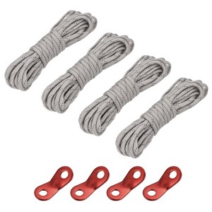 Unique Bargains Camping Hiking Tent Nylon Reflective Guyline Cords with Aluminum Cord Adjusters 4 Sets - 1 of 4