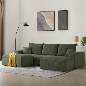 GYIIYUO 113" Boneless Sectional Cloud Couch Sofa Bed for Living Room, Modular Modern Lounge 3 Seater Couches with Chaise, No Assemble - 1 of 4