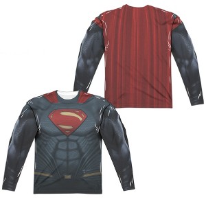 Men's Batman V Superman Superman Uniform (Front Back Print) Long Sleeve Costume T-Shirt - 1 of 4