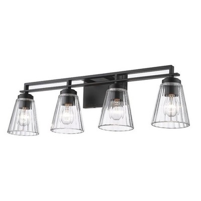 Lyna Matte Black Steel Vanity Light with Clear Glass Shades