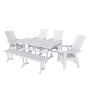 WestinTrends 6 Piece Outdoor Patio Dining Table and Armchair Dining Bench Set - 1 of 3