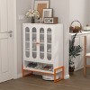 GlasFlength Shoe Racks Double Door Shoe Cabinet Long Shoe Rack FreeStanding Shoe Rack for Living Room, White, 31.49"*13.77"*46.45" - 2 of 4