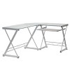 NicBex Home Office Desk L-Shape Morden Computer Desk with 6 Open Storage Shelves, Glass Desktop and Metal Legs for Study and Work - 3 of 4