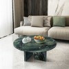 Lyngins Genuine Marble Round End Table, Natural Marble Small Coffee Table, Stone Side Table for Living Room, Nightstand with Semi-Polished Surface - 4 of 4