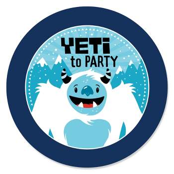 Big Dot of Happiness Yeti to Party - Abominable Snowman Party or Birthday Party Circle Sticker Labels - 24 Count