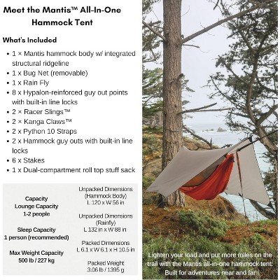 Pine Green Nylon All-Season Hammock Tent with Mosquito Net