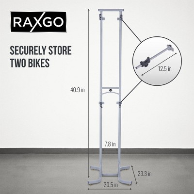 Freestanding Gray Metal Adjustable 2-Bike Storage Rack