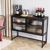 Garvee Buffet Cabinet with Glass Doors, Freestanding Glass Doors Storage Cabinet for Kitchen, Living Room, Dining Room, Black - 3 of 4