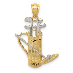 Black Bow Jewelry 14k Yellow Gold and White Rhodium Two Tone Golf Bag and Clubs Pendant - 1 of 4