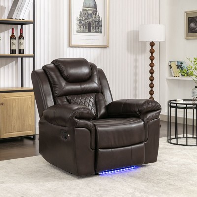 NicBex Recliner Chair Manual Luxury Recliner with LED Light Strip Comfy Chair Living Room Chair for Living Room, Bedroom