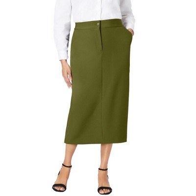 Jessica London Women's Plus Size Tummy Control Bi-Stretch Midi Skirt