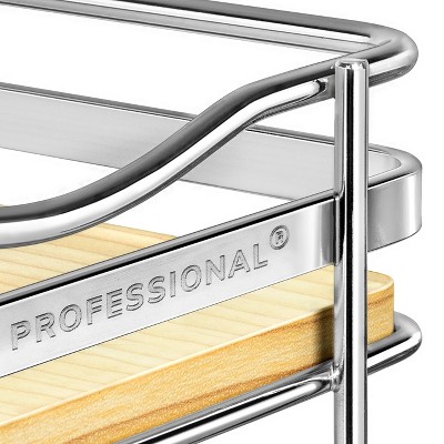 Lynk Professional Slide Out Vertical 4.25" Double Metal/Wood Spice Rack Silver: Pull Out Kitchen Organizer, Cupboard Mount — фото 5