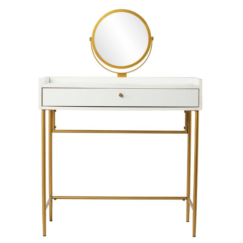Randburg Vanity Table with Mirror White/Gold - Aiden Lane, 5 of 12