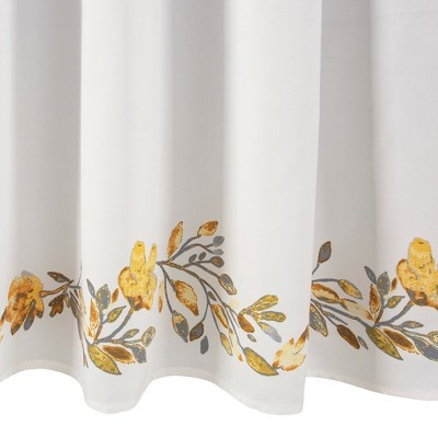 Tanisha Yellow and Gray Floral Polyester Shower Curtain 72" x 72"