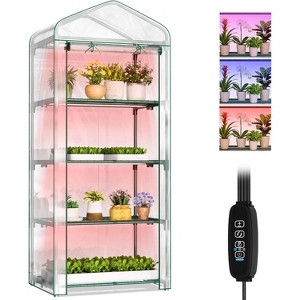 Docred Indoor Greenhouse with Grow Lights 4 Tier Plant Stand Shelf, Kit with Zippered PVC Tent for Garden Seed Starting Tray, 36W Full Spectrum - 1 of 4
