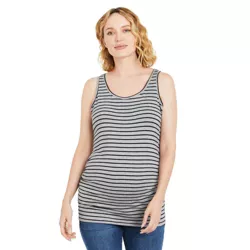 Motherhood Maternity-Side Ruched Scoop Neck Maternity Tank Top-Grey-M