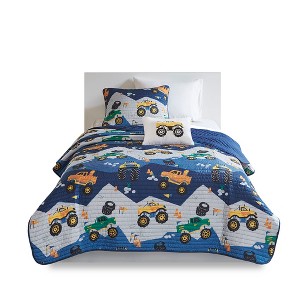Gracie Mills Cynara Rev Up Dreams Monster Truck Reversible Kids Quilt Set - 1 of 4