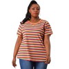 Agnes Orinda Women's Plus Size Ribbed Stripe Short Sleeve Round Neck Casual Tops - 3 of 4