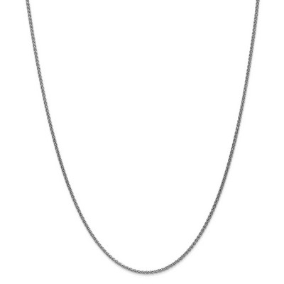 Black Bow Jewelry 1.65mm 14k White Gold Solid Wheat Chain Necklace