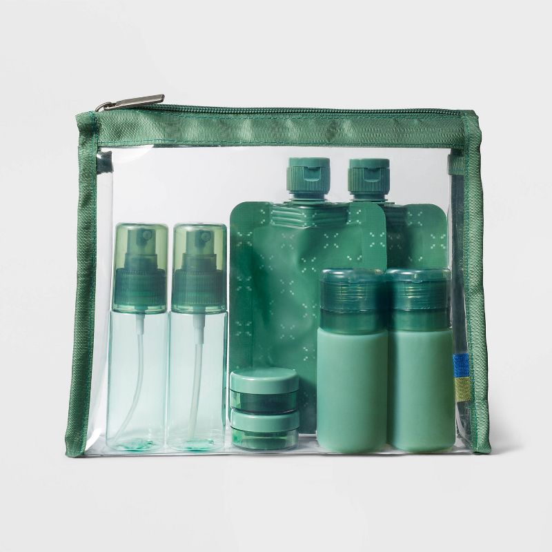 8pc Complete Travel Toiletry Set Dark Ivy - Open Story™: Silicone, PET Beauty Set