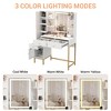 Makeup Vanity with Lights, 3 Lighting Modes Vanity Desk with Soft Cushioned Stool, Dressing Table with Charging Station, 3 Drawers, a Cabinet - 4 of 4