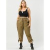 Agnes Orinda Women's Plus Size Drawstring Elastic Waist Cargo Pants with Pockets - 3 of 4
