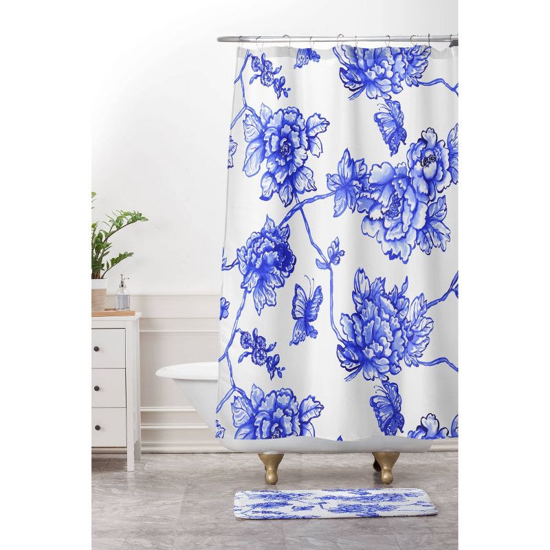 Jacqueline Maldonado Chinoserie Floral Shower Curtain Blue - Deny Designs, 4 of 6