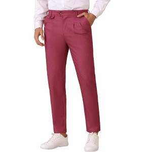 Lars Amadeus Men's Pleated Front Tapered Leg Business Chino Trousers Dress Pants - 1 of 4