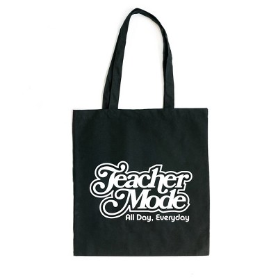 City Creek Prints Teacher Mode Everyday Canvas Tote Bag - 15x16 - Black