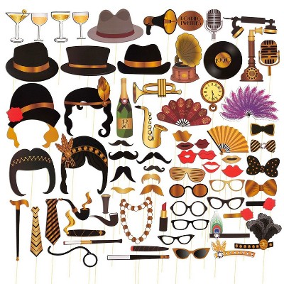 1920's Party Decorations, Photo Booth Props (72 Pieces)