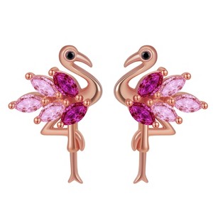 Pink Flamingo Earrings for Women Cz Rose Sterling Silver Ginger Lyne Collection - 1 of 4