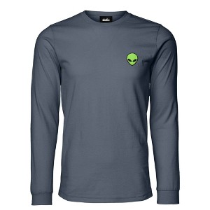 Dalix Alien Embroidered Cotton Classic Fit Long Sleeve Crewneck Tee Shirt Mens - 1 of 4
