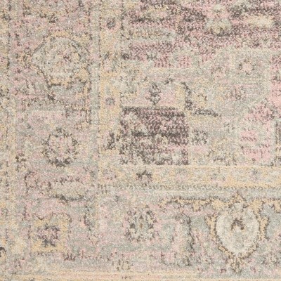 Ivory and Pink Synthetic Rectangular 6' x 9' Area Rug