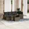 vidaXL 7 Piece Patio Sofa Set with Cushions - Gray Poly Rattan without Storage - 2 of 4