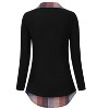 Coolmee Women's Contrast Collared Shirts Long Sleeve Patchwork Work Blouse Tunics Tops - 3 of 4