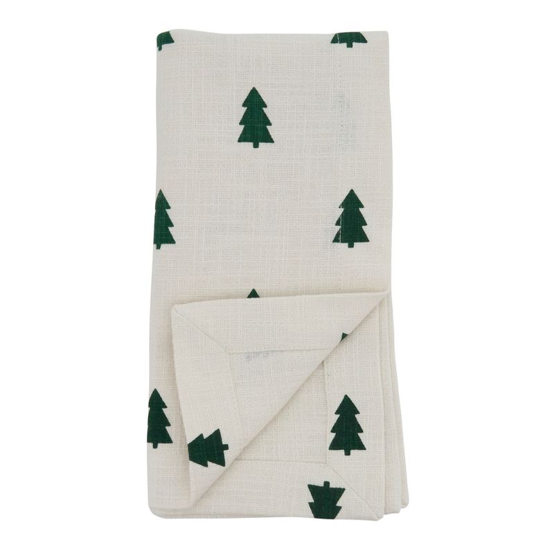 Saro Lifestyle Saro Lifestyle Christmas Tree Design Cloth Table Napkins (Set of 4), Ivory, 20", 2 of 5
