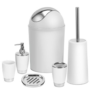 NewHome "Complete 6-Piece Bathroom Accessories Set: Soap Dispenser, Toothbrush Holder, Tumbler & More!" White - 1 of 4