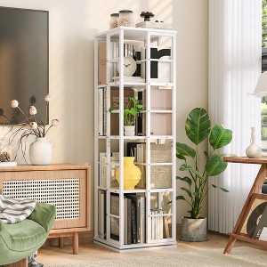 4-Tier Rotating Bookshelf, 360° Spinner w/Metal Frame (15.75"x54") - 1 of 4
