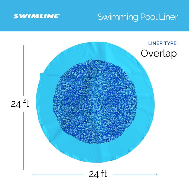 Swimline 24 Feet Round Overlap Above Ground Pool Liner Standard Gauge with Swirl Bottom Design and LamiClear Protection Against Fading, Blue, 3 of 7