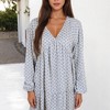 Anna-Kaci Women's Long Sleeve V-Neck Boho Print Dress with Gathered Waist - 2 of 4