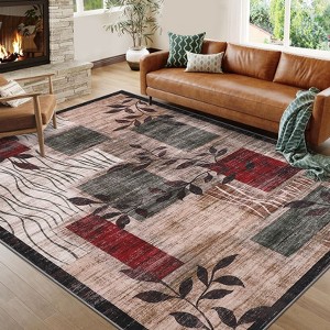 10x13 Machine Washable Area Rug Extra Large Modern Floral Rug for Living Room Soft Non-Slip Rug Low Pile Non-Shedding Rug for Bedroom Dining Room - 1 of 4