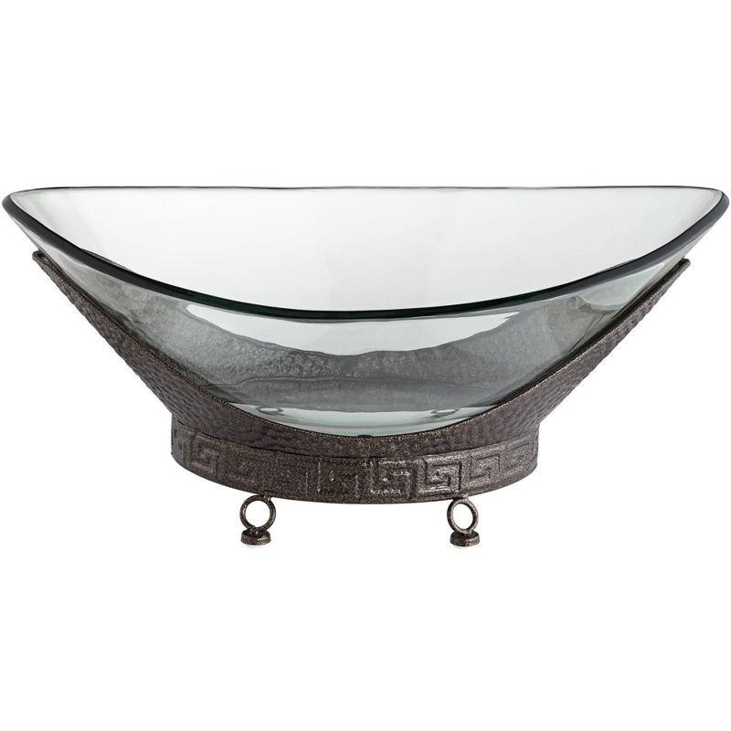 Kensington Hill Barlow 23 1/4" Wide Decorative Glass Bowl with Bronze Base, 1 of 8