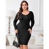Coolmee Women's Plus Size Sweater Dress Long Sleeve Front Dress Women Ribbed Tummy Control Club Party Midi Dresses - 2 of 4