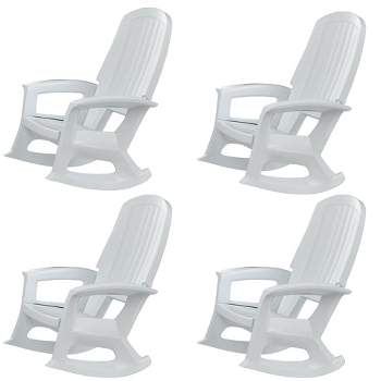 Semco Rockaway Heavy-Duty Outdoor Rocking Chair w/Low Maintenance All-Weather Porch Rocker & Easy Assembly for Deck and Patio, White (4 Pack)