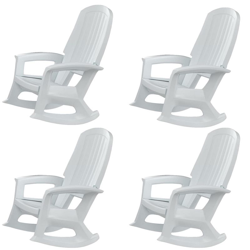 Semco Rockaway Heavy-Duty Outdoor Rocking Chair w/Low Maintenance All-Weather Porch Rocker & Easy Assembly for Deck and Patio, White (4 Pack), 1 of 7