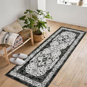 coucheta Multi-size Washable Area Rug, Vintage Floral Soft Low-Pile Durable Carpet with Non-Slip Backing, for Living Room, Bedroom, Dining Room - 1 of 4