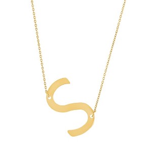 KISPER 18K Gold Plated Stainless Steel Large Sideways Initial Pendant Necklace - 1 of 4