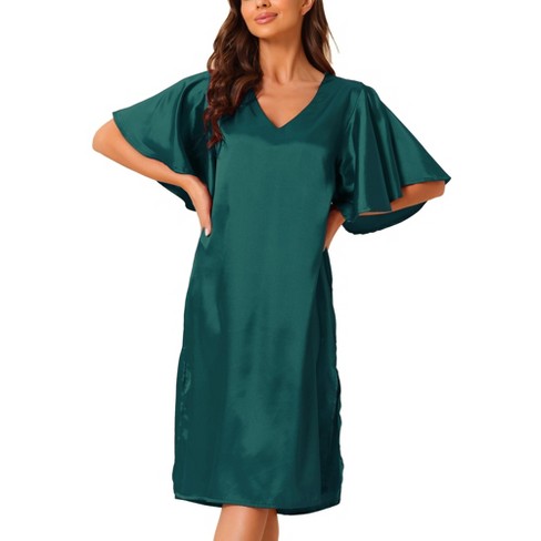 Cheibear Women's Satin Pajama Silky Cami Strap Nightgown Sleep Dress Green  Small : Target